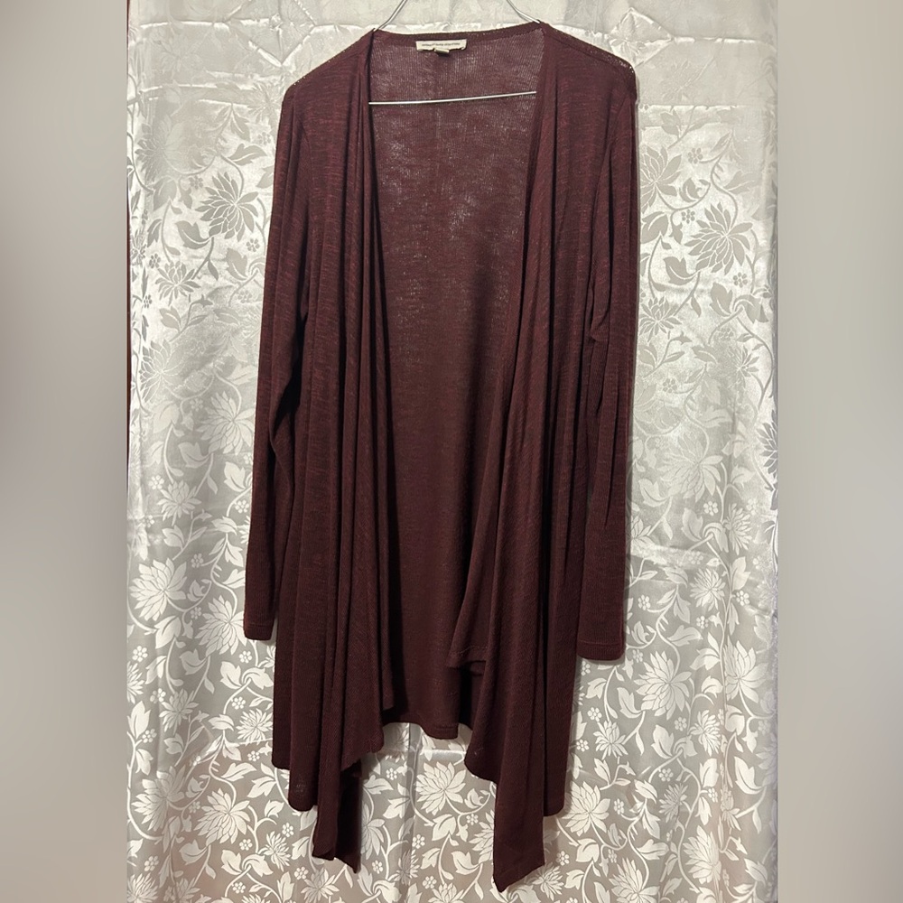 American Eagle Outfitters Open Front Cardigan Sweater Maroon Long Sleeve Women’s